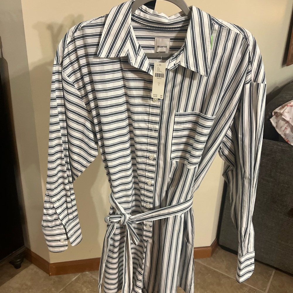 Maeve Navy and White Striped Romper